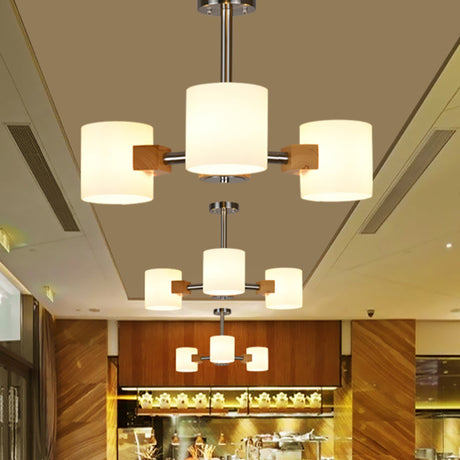 Modern Chrome Semi Flush Ceiling Lamp With White Glass - 2/3 Lights Living Room Lighting 3 /