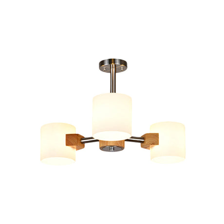 Modern Chrome Semi Flush Ceiling Lamp With White Glass - 2/3 Lights Living Room Lighting
