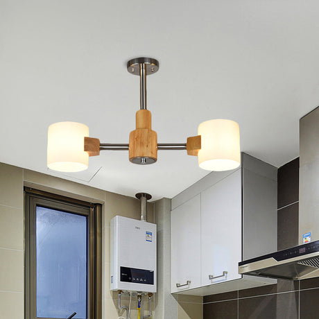 Modern Chrome Semi Flush Ceiling Lamp With White Glass - 2/3 Lights Living Room Lighting