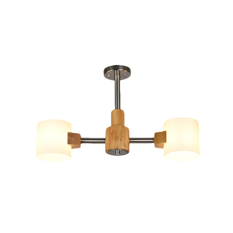 Modern Chrome Semi Flush Ceiling Lamp With White Glass - 2/3 Lights Living Room Lighting