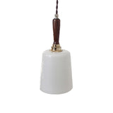 Vintage Milk White Glass Bell Hanging Light Kit: 1 Bulb Brown Ceiling Suspension Lamp