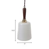 Vintage Milk White Glass Bell Hanging Light Kit: 1 Bulb Brown Ceiling Suspension Lamp