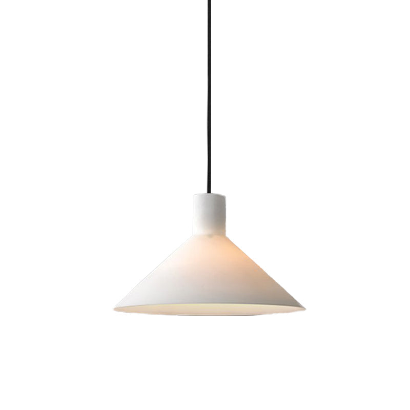 Minimalist White Glass Pendant Ceiling Lamp - Wide Flare Hanging Light Kit 1-Head Black