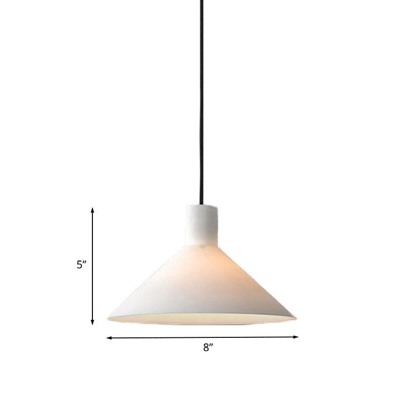 Minimalist White Glass Pendant Ceiling Lamp - Wide Flare Hanging Light Kit 1-Head Black