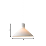 Minimalist White Glass Pendant Ceiling Lamp - Wide Flare Hanging Light Kit 1-Head Black