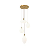 Cluster Pendant Minimalism Hanging Lamp - Gold/Black With Cream Glass & 4 Lights