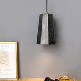 Terrazzo Nordic Pendant Light Kit - Polygon Restaurant Ceiling Lamp (1 Head) In Black/Red/Green