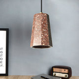Terrazzo Nordic Pendant Light Kit - Polygon Restaurant Ceiling Lamp (1 Head) In Black/Red/Green