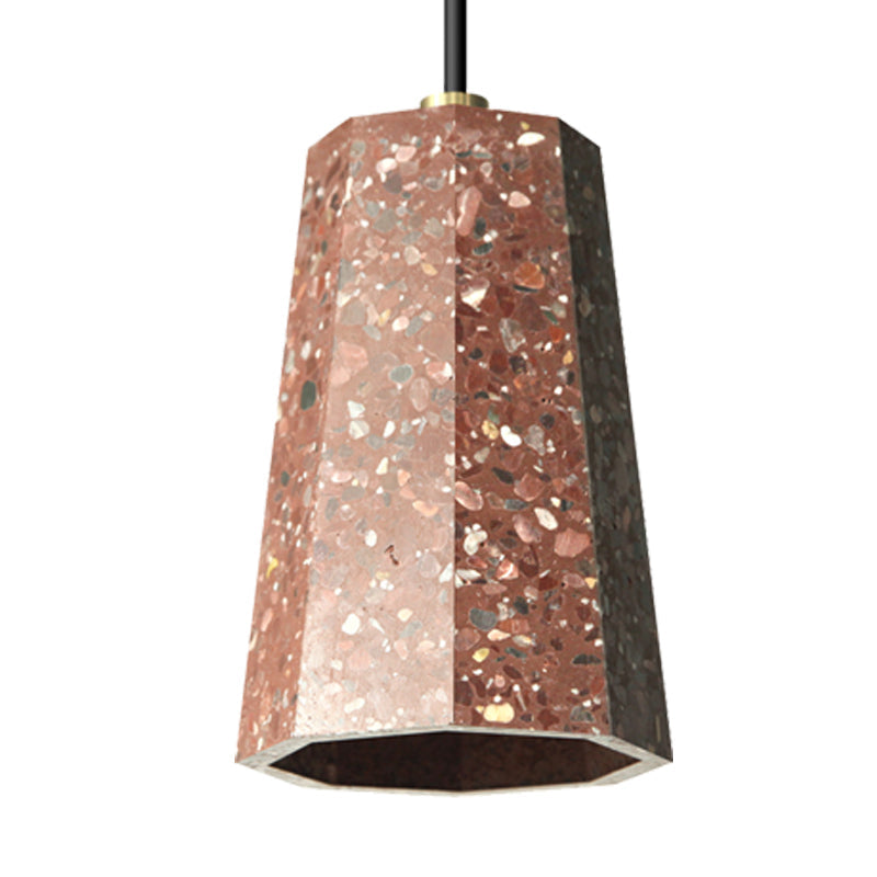 Terrazzo Nordic Pendant Light Kit - Polygon Restaurant Ceiling Lamp (1 Head) In Black/Red/Green