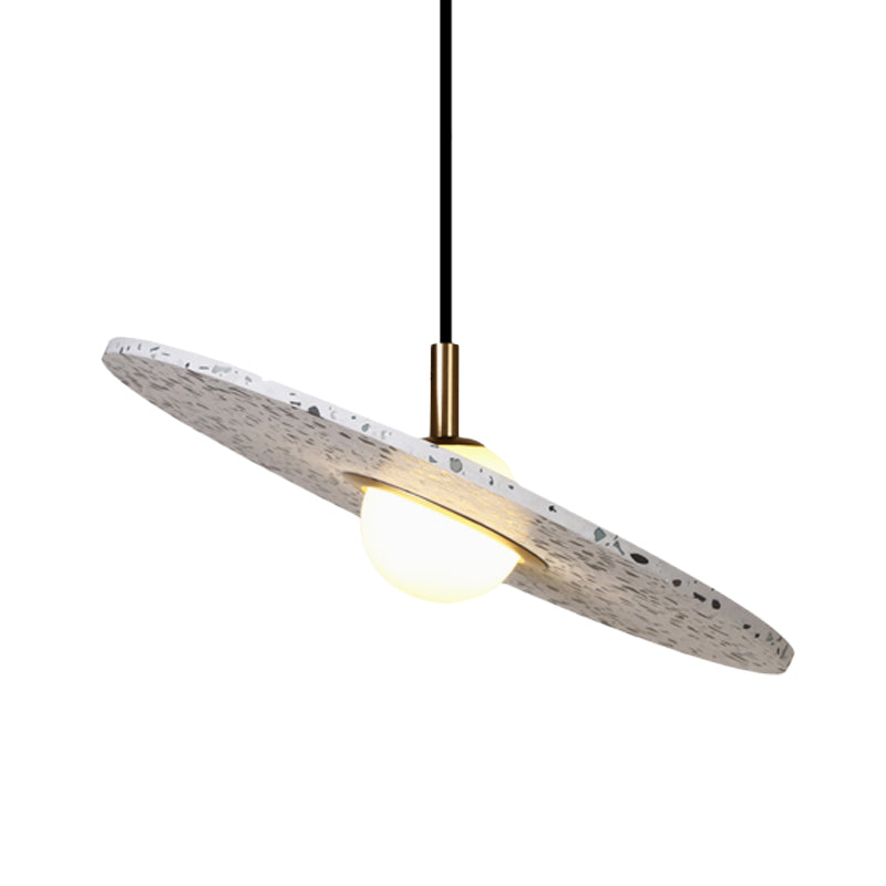 Modern Terrazzo Suspension Light: Round Disc Pendant Lamp For Restaurant - White/Pink Shade Single