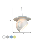 Modern Macaron Coffee Cup Led Ceiling Lamp With Cement Shade - White/Blue/Yellow Finish