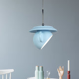 Modern Macaron Coffee Cup Led Ceiling Lamp With Cement Shade - White/Blue/Yellow Finish Blue
