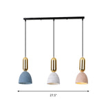 Terrazzo Macaron Dome Pendant Light: 3-Light Cluster Ceiling Lamp In White-Pink-Blue
