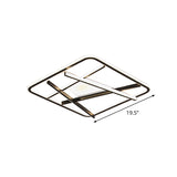 Modern Led Square And Line Flush Mount Ceiling Lamp In White/Warm Light For Bedroom