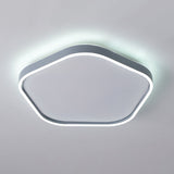 Minimalist Pentagon Ceiling Mounted Led Flushmount Light - Acrylic 16’/19.5’ Width Grey White/Warm