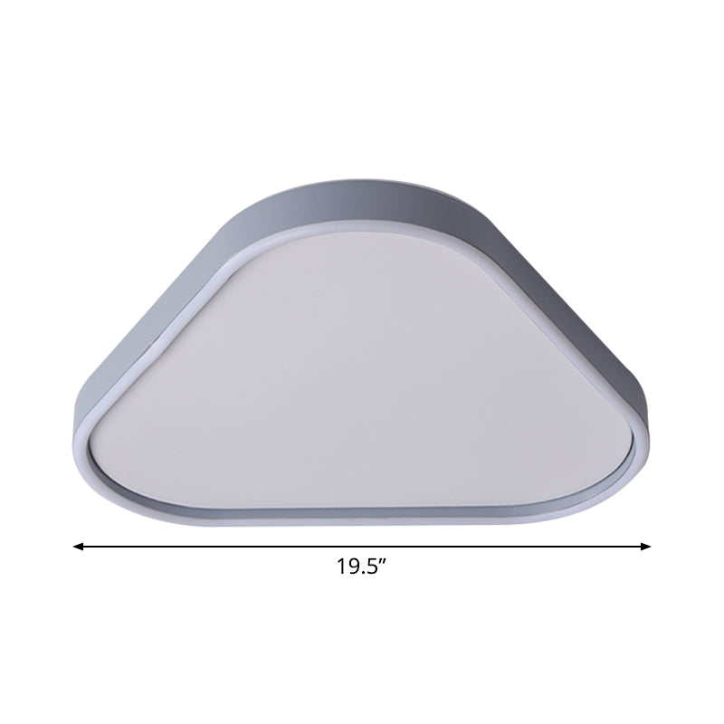 16’/19.5’ Triangle Bedroom Flush Light Fixture Acrylic Led Ceiling Lamp In Grey Warm/White