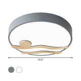Modern Led Iron Flush Mount Ceiling Lamp For Bedroom - White/Grey Finish 16/19.5 Wide