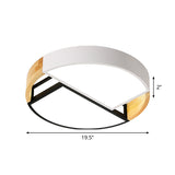 Modernist Led Flush Mount Light Fixture With Splicing Drums In White/Black/Wood 16/19.5 Dia