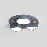 16/26 W Modern Geometry Iron Led Ceiling Light Grey/Grey-Blue Flush Mount For Bedroom