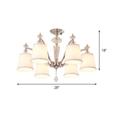 Chrome Semi Flushmount Crystal Ceiling Lamp With Modern Fabric Design And 3/6 Lights For Living Room