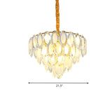 Gold 9-Head Modern Oval Crystal Chandelier For Living Room