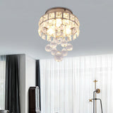 Modern Silver 3-Light Flush Mount Lamp With Clear Crystal Ball - Stylish Ceiling Lighting