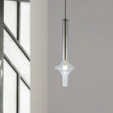 Minimalistic 1-Head Led Suspension Pendant Lamp - Clear Glass Wavy Tube Design