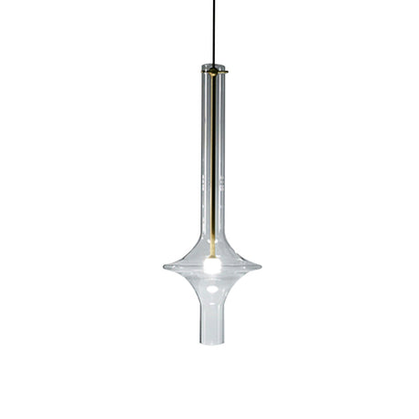 Minimalistic 1-Head Led Suspension Pendant Lamp - Clear Glass Wavy Tube Design