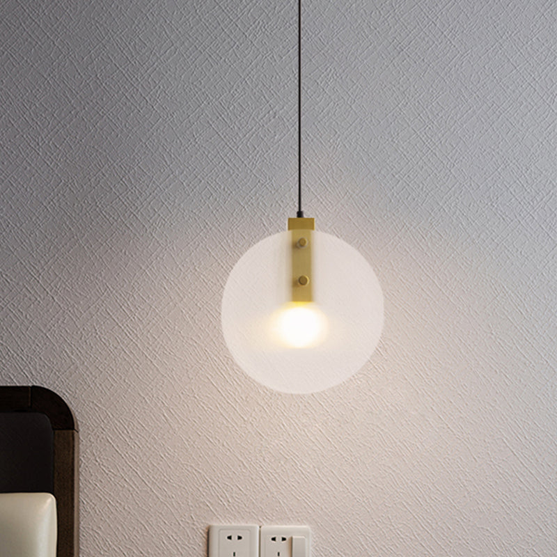 Modern Hanging Light Fixture With Dual Discs White Textured Glass Shade And 1 Bulb