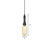 Industrial Black Ball/Capsule Suspension Light With Amber Glass - Ceiling Pendant Pipe Lamp (1