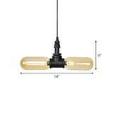 Alfa - Industrial Coffee House Suspension Lamp With Globe/Capsule Amber Glass