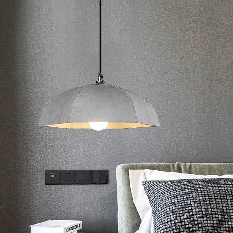 Vintage Grey Cement Umbrella Pendant Lamp - Ideal For Restaurants Bulb Included