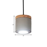 Cylindrical Led Grey Pendant Light Fixture With Antiqued Cement Finish For Dining Room - Warm/White