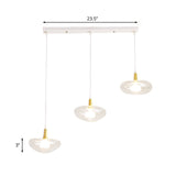 Vintage Oval Clear Glass Chandelier - Elegant Dining Room Pendant Lamp With 3 Bulbs And Stylish
