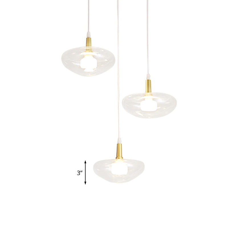 Vintage Oval Clear Glass Chandelier - Elegant Dining Room Pendant Lamp With 3 Bulbs And Stylish