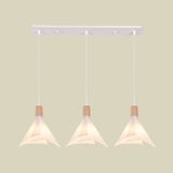 Modern Acrylic Pendant Light With 3 White Conical Heads For Living Room