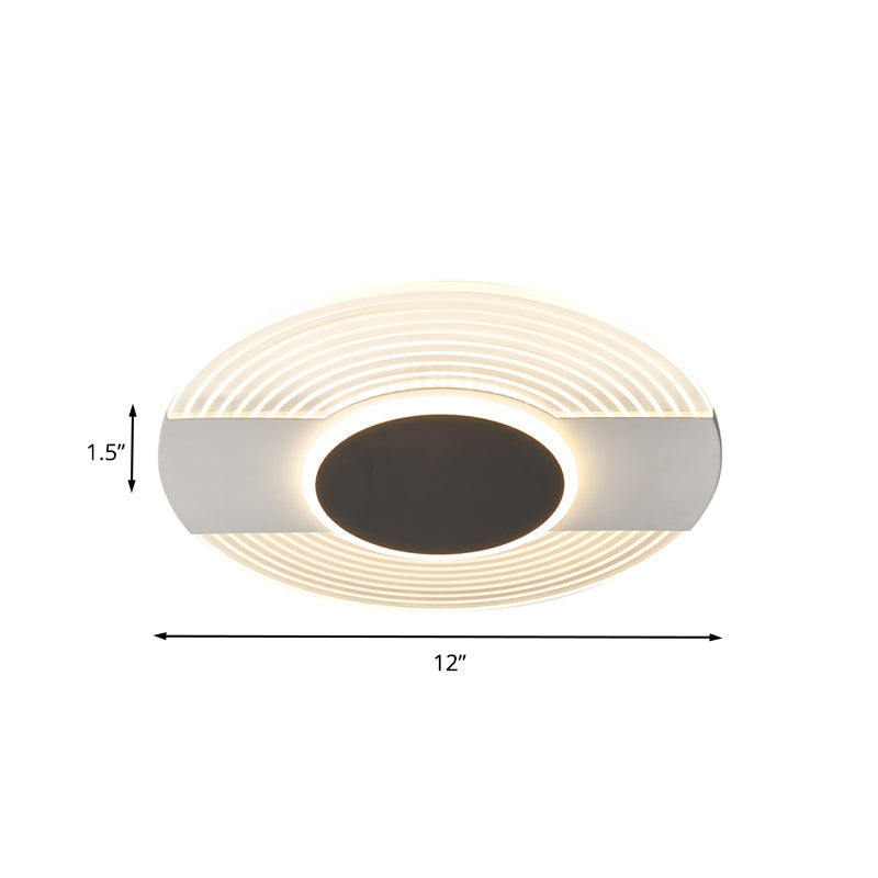 Contemporary Black Led Ceiling Flush Mount Light For Bedroom - Warm/White 9/12/18 Wide