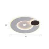 Modern Round Led Ceiling Light With Maple Leaf Pattern - 16’/19.5’ Wide White Flushmount For
