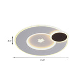 Modern Round Led Ceiling Light With Maple Leaf Pattern - 16/19.5 Wide White Flushmount For Bedrooms