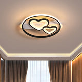 Acrylic Loving Hearts Led Flush Mount Ceiling Lamp - Simplicity 18/21.5 Wide Gold/Black/White Ring