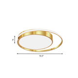 Modern Metal Drum Led Ceiling Fixture Gold Flush Light With Ring Design - Ideal For Bedroom