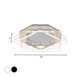 Modernist Acrylic Square Frame Flush Mount Lamp: 20.5/25 Wide Black/White Led Ceiling Fixture For