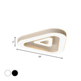 Contemporary Triangular Flush Mount Led Ceiling Light - 18/21.5 Wide Black/White Ideal For Bedrooms