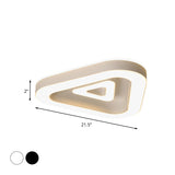Contemporary Triangular Flush Mount Led Ceiling Light - 18/21.5 Wide Black/White Ideal For Bedrooms