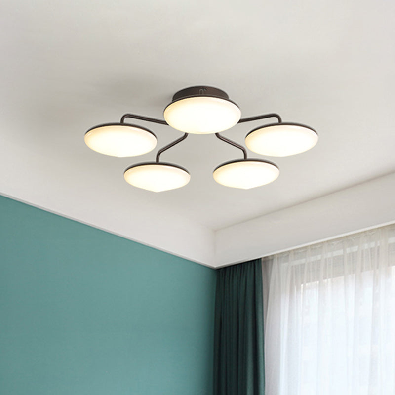 Modern Black Led Ceiling Mount Light With Curved Acrylic Branches - Perfect For Bedrooms