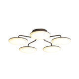 Modern Black Led Ceiling Mount Light With Curved Acrylic Branches - Perfect For Bedrooms