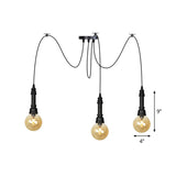Vintage Amber Glass Chandelier With Multi-Light Pendants - Global Restaurant Swag Pendant Lamp In