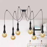 Vintage Amber Glass Chandelier With Multi-Light Pendants - Global Restaurant Swag Pendant Lamp In