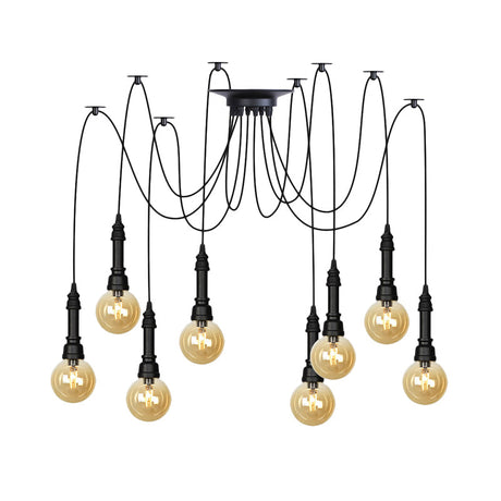 Vintage Amber Glass Chandelier With Multi-Light Pendants - Global Restaurant Swag Pendant Lamp In
