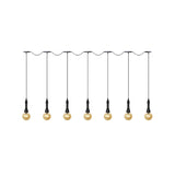 Vintage Amber Glass Ball Pendant Light - Tandem Led Ceiling Lamp In Black (3/5/7-Light)